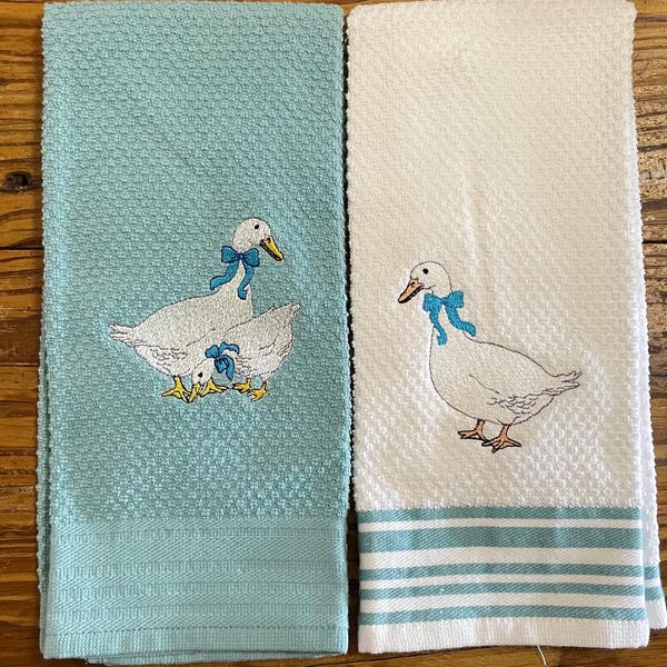 Vintage Blue Goose Kitchen Dish Towel (set of 2)