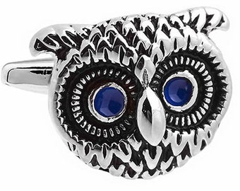 Blue eye owl cufflinks