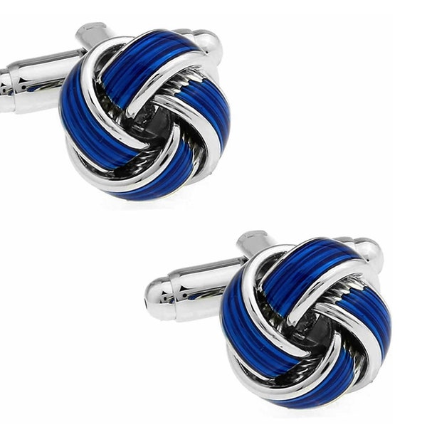 Blue and Silver Knot Cufflinks