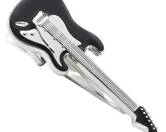 Black Electric Guitar Tie Clip Tie Bar
