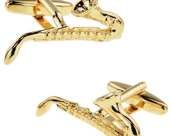 Gold Saxophone Cufflinks