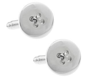 Silver Button Style Cufflinks