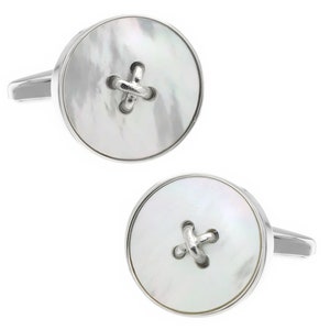 White shell button style cufflinks