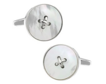 White shell button style cufflinks
