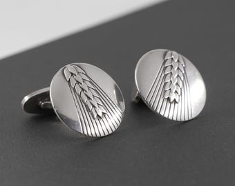 Vintage Georg Jensen Denmark Sterling Silver Wheat Cufflinks Design #78B
