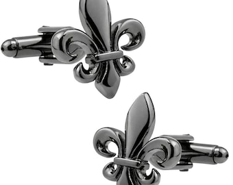 Black Fleur De Lis Cufflinks