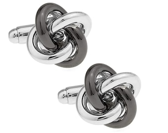 Gunmetal & Silver Knot Cufflinks