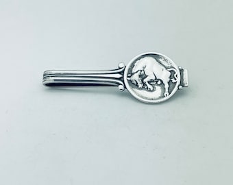 Authentic GEORG JENSEN Denmark #71 Sterling Silver 925 Taurus Tie Clip Clasp Bar