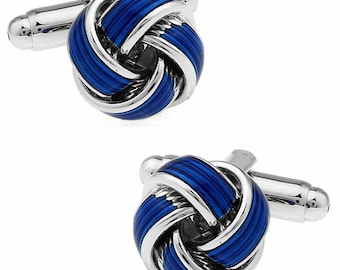 Blue and Silver Knot Cufflinks