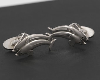 Georg Jensen Dolphin Motif Cufflink Sterling Silver 925