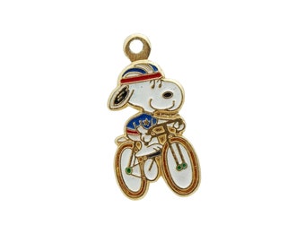 Vintage Aviva 1970's Snoopy Cloisonne Charm Bicycle