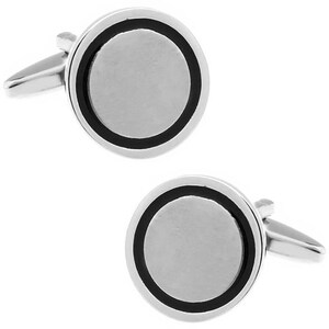 Round Black Line Cufflinks