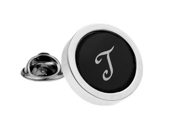Alphabet Letter T Black Lapel Pin