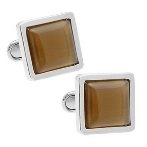 Gold Yellow Cats Eye Cufflinks