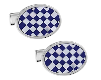 Blue Check Orval Shell Cufflinks