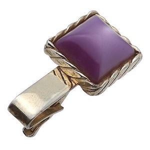 Vintage Gold Tone Tie bar Tie clip Purple Stone #172