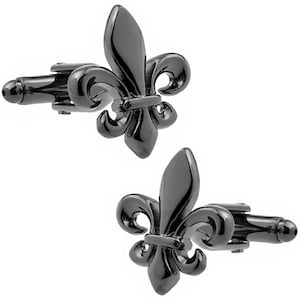 Black Fleur De Lis Cufflinks