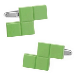 Green block cuffs (cuff button cuff links).