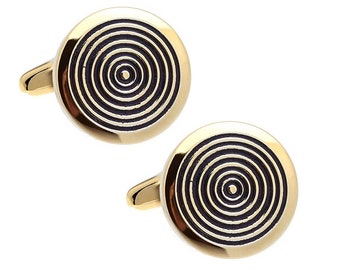 Gold Black Circle Round Cufflinks