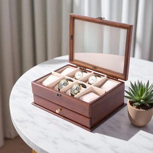 Watch Box, Watch Case, Watch Storage, Wooden Watch box, Wood Box, Jewelry Organizer, Birthday Gift, Gift For Him, Gift For Her, Gift Idea