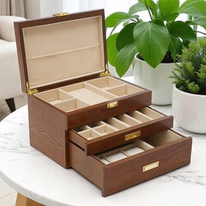 Sieradenopberger, sieradendoos, houten kist, horlogekast, houten opberger, verjaardagscadeau, cadeau voor haar, cadeau-idee