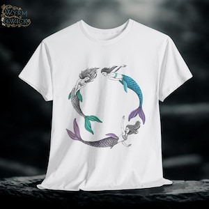 Mermaids Fantasy Graphic Tee, Unisex T-Shirt, Hand Drawn Design, Mythical Ocean Shirt, Magical Sea Creature Top
