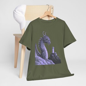 Dragon Graphic Tee: Monochromatic Medieval Fantasy Shirt image 5