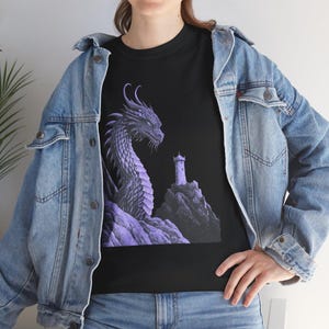 Dragon Graphic Tee: Monochromatic Medieval Fantasy Shirt image 9