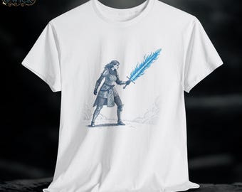 Female Knight T-Shirt: Medieval Sword Fantasy Graphic Tee