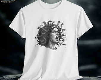 Camiseta con estampado de Medusa: Camiseta vintage con serpiente de la mitología
