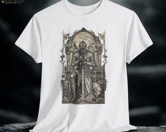 Medieval Kneeling Knight castlecore T-Shirt | Castlecore Armor Graphic Tee