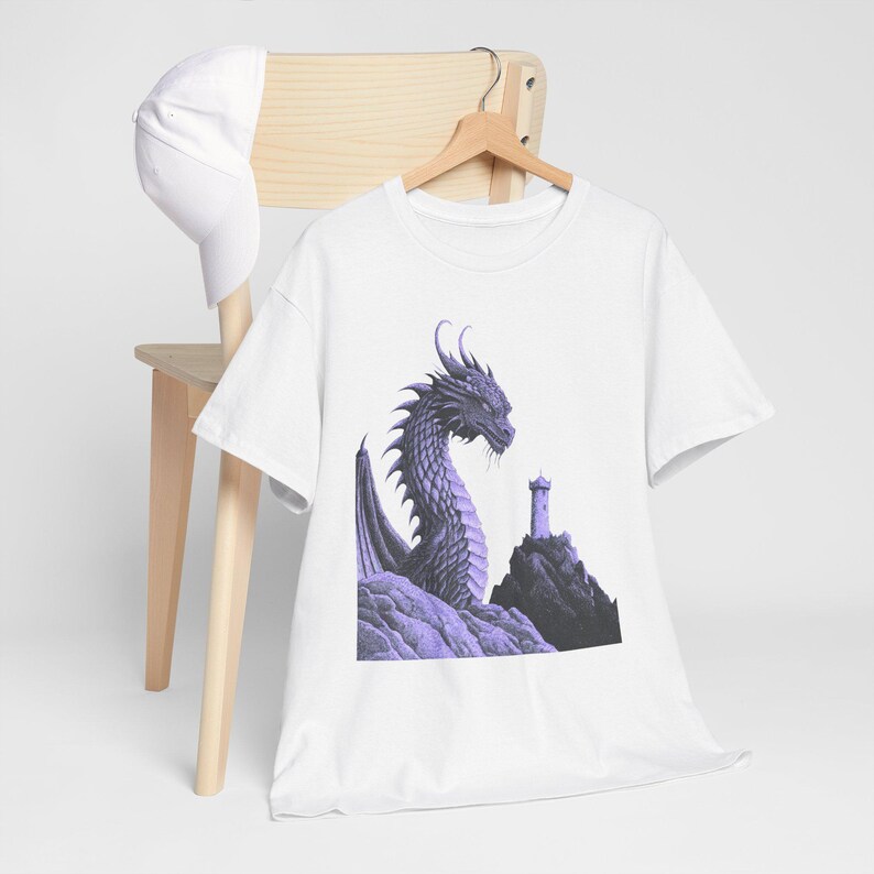 Dragon Graphic Tee: Monochromatic Medieval Fantasy Shirt image 2