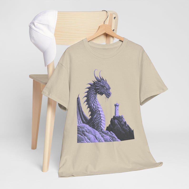 Dragon Graphic Tee: Monochromatic Medieval Fantasy Shirt image 3