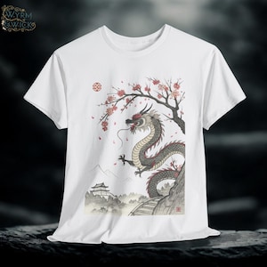 Vintage Japanese Dragon Graphic Tee: Retro Fantasy Shirt