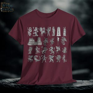 Mythical Creatures Tee, Fantasy Art Shirt, Dragon Graphic T-Shirt, Unisex Cotton Tee, Medieval Theme Top