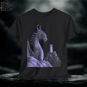 Dragon Graphic Tee: Monochromatic Medieval Fantasy Shirt image 1