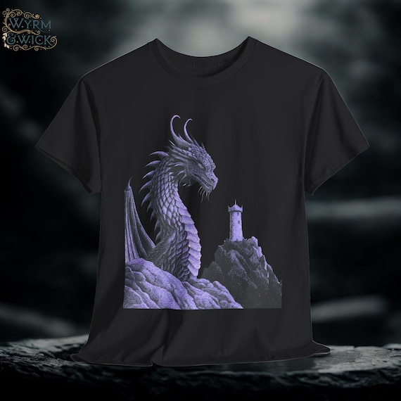 Dragon Graphic Tee: Monochromatic Medieval Fantasy Shirt