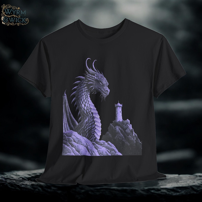 Dragon Graphic Tee: Monochromatic Medieval Fantasy Shirt image 1
