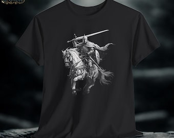 Medieval Knight on Horseback T-Shirt | Hand-Drawn Fantasy Graphic Tee