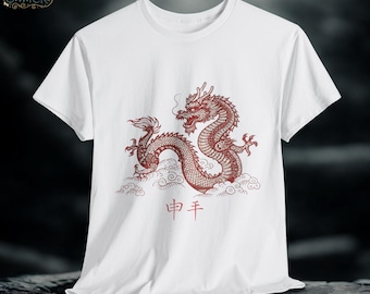 Japanese Red Dragon Graphic Tee: Fantasy Mythical T-Shirt