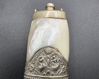 Victorian Mother of Pearl Chatelaine Snuff Box/Pendant with Dancing Ladies and Shell decorations