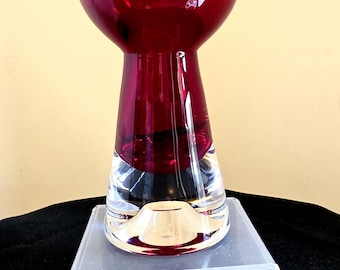 Ruby / Flame / Blaze Red Dartington Crystal Glass Vase / Candle Holder