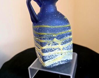 Blue Hand Blown Textured Frosted Glass jug - Scavo style