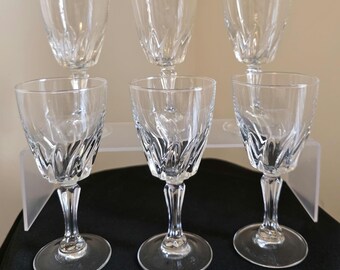 10 Vintage Cristal D'Arques Crystal Glass Small Wine Glasses - Flamenco Swirl Design