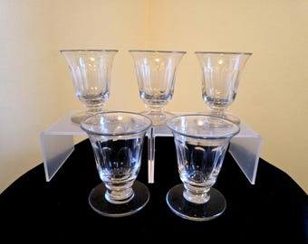Five Port / Sherry / Liqueur Victorian Glasses (or Custard or Jelly Cups) with Panel Cut decoration