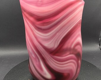 Unusual Mdina Pink Purple and White Swirled / Marbled Heavy Glass Vase