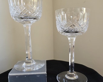 Pair of Thomas Webb Normandy Long Stemmed Crystal Wine Hock Glasses