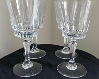 Upto 11 LARGE  Vintage French Luminarc "Victoria" Red/White Wine Glasses