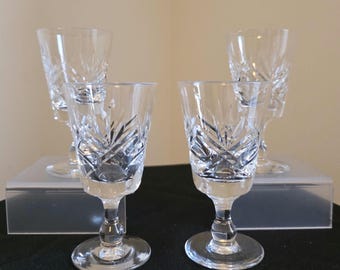 8 (two sets of four) Thomas Webb Cut Glass Crystal Small Wine / Sherry / Liqueur Glasses - London Pattern