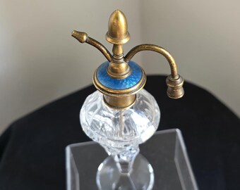 Guilloche Enamel Cut Crystal Glass Brass Atomiser
